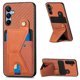 thumbnail image 1 of Funda Resistente para Samsung Galaxy A16 con Tarjetero y Soporte, Diseño Magnético Marrón, 1 of 4