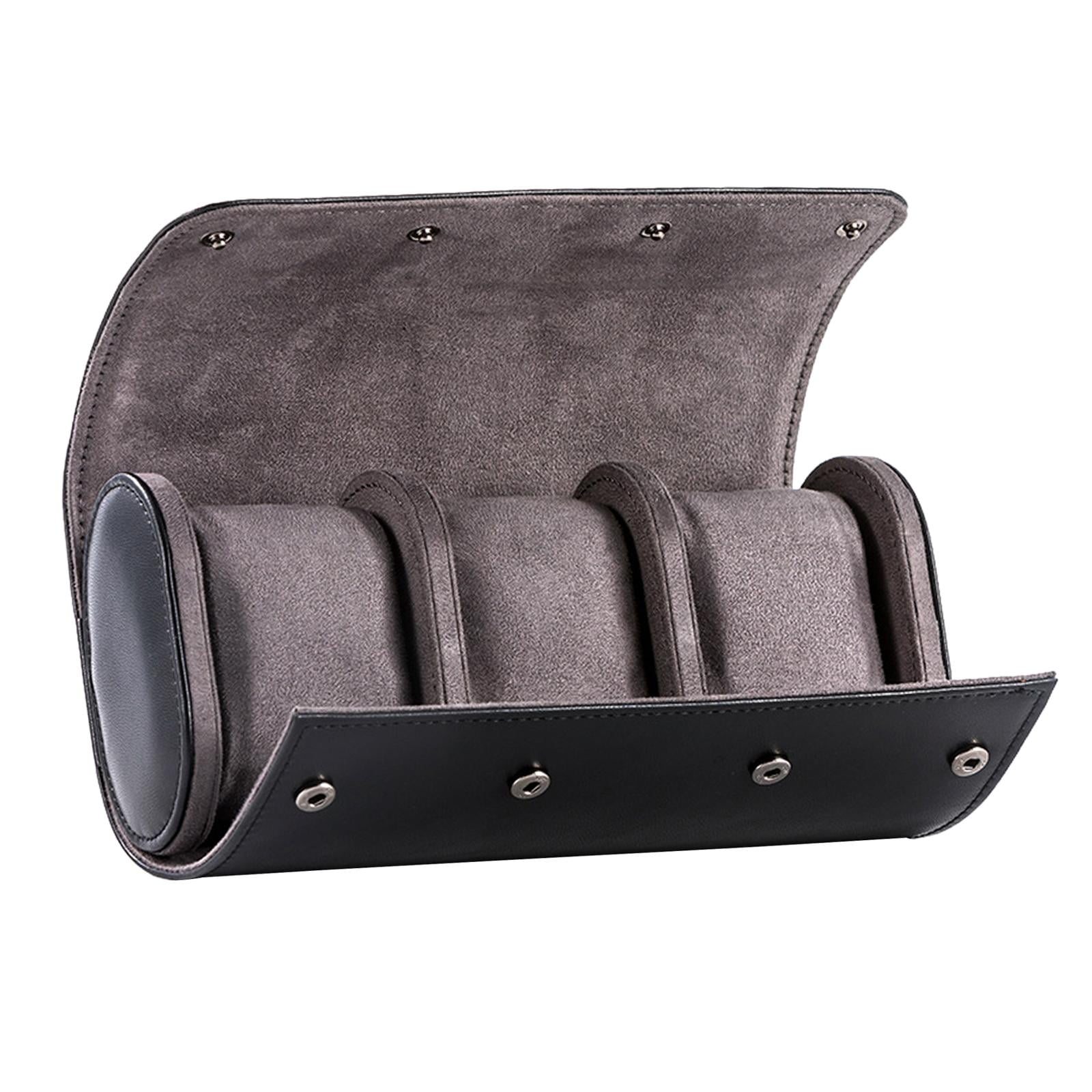 Magideal - Estuche Para Relojes, Regalos De Cuero Pu Portátil, Resistente Al Agua, Organizador De Relojes Retro, Soporte De Almohadas De Almacenamiento Para Puls , Negro 20x10x7cm