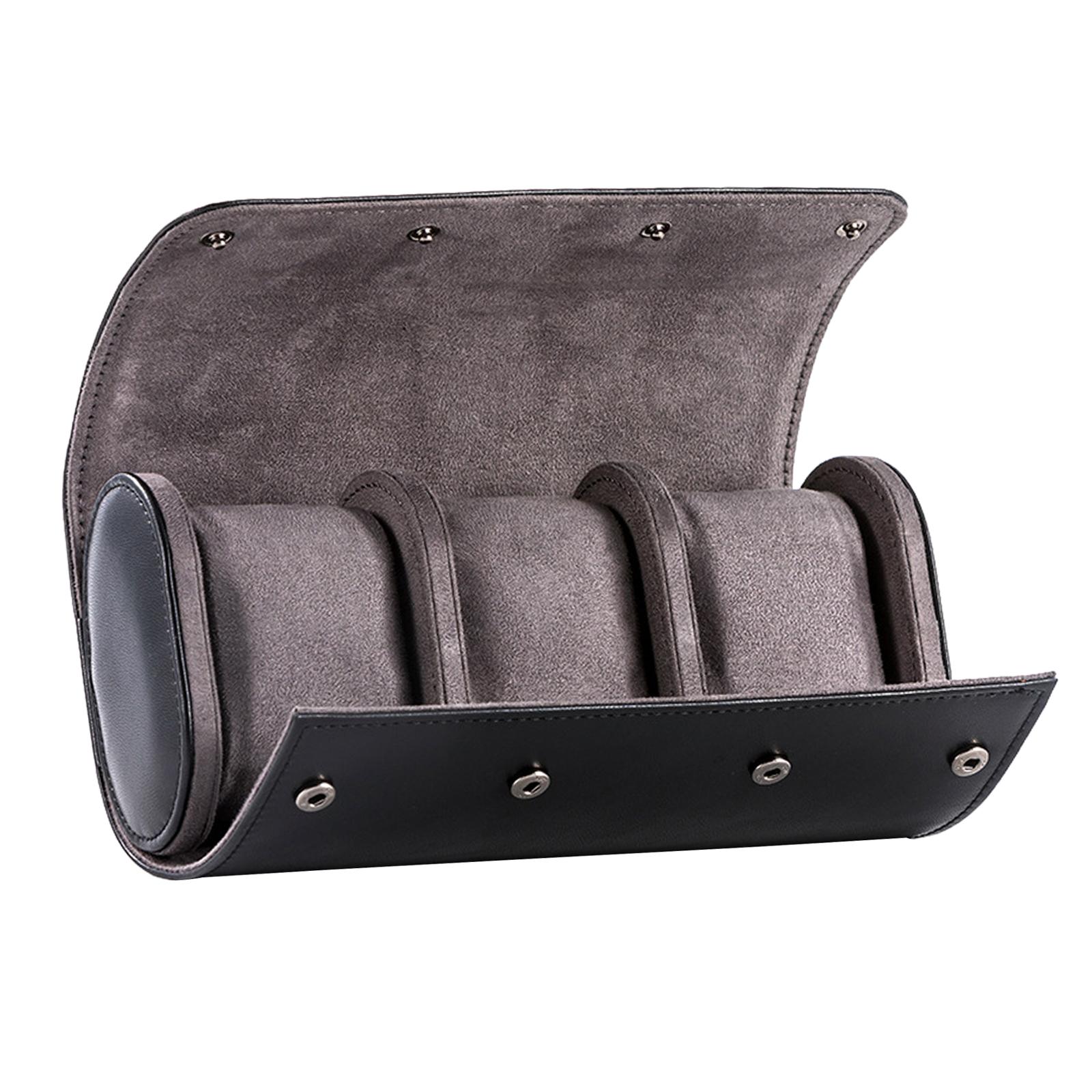 Magideal - Estuche Para Relojes, Regalos De Cuero Pu Portátil, Resistente Al Agua, Organizador De Relojes Retro, Soporte De Almohadas De Almacenamiento Para Puls , Negro 20X10X7Cm