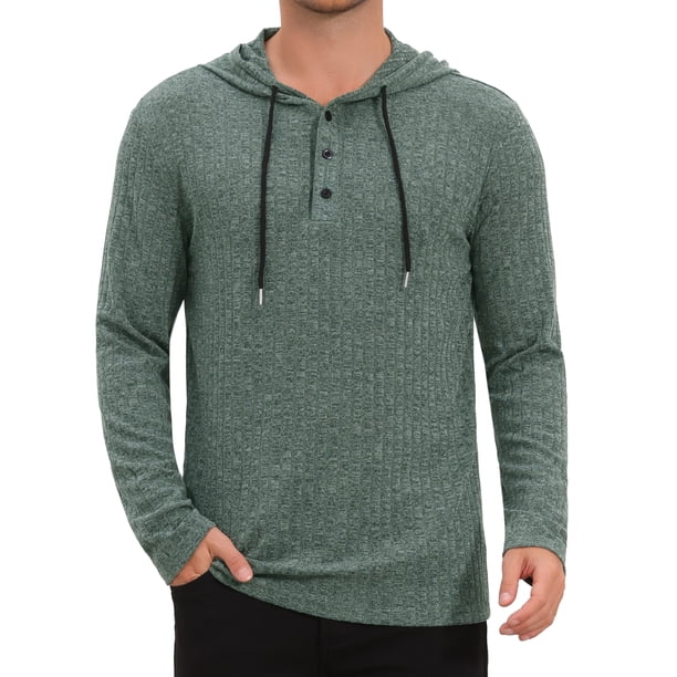 INSPIRE CHIC Sudadera con Capucha Texturizada de Manga Larga para Hombre 2XL Verde Oliva