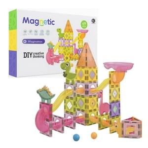 Fliperex - Juego Bloques Magneticos Construccion 69 Piezas Tobogan Blanco