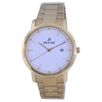 Reloj Westar White Dial Gold Tone Stainless Steel Quartz 50243 Gpn 101 Men'S Watch