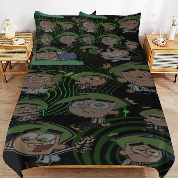 The Fairly Oddparents Bedding Sets Ultra Soft Skin-Friendly Duvet Cover 3 Piece, Cute Comforter Cover Bed Set for Boys Girls Kids