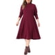 thumbnail image 1 of Agnes Orinda Conjuntos de Halloween Vestido Midi de Cuello Alto para Mujer Tallas Grandes Manga Larga Reunida Vestido Casual de Otoño Invierno de Punto con Bolsillos 4X Burdeos, 1 of 6