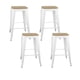thumbnail image 1 of Pack 4 Taburetes Pisos Metal Tolix asiento madera Comedor Bar LF5-03W 66cm - Blanco, 1 of 5
