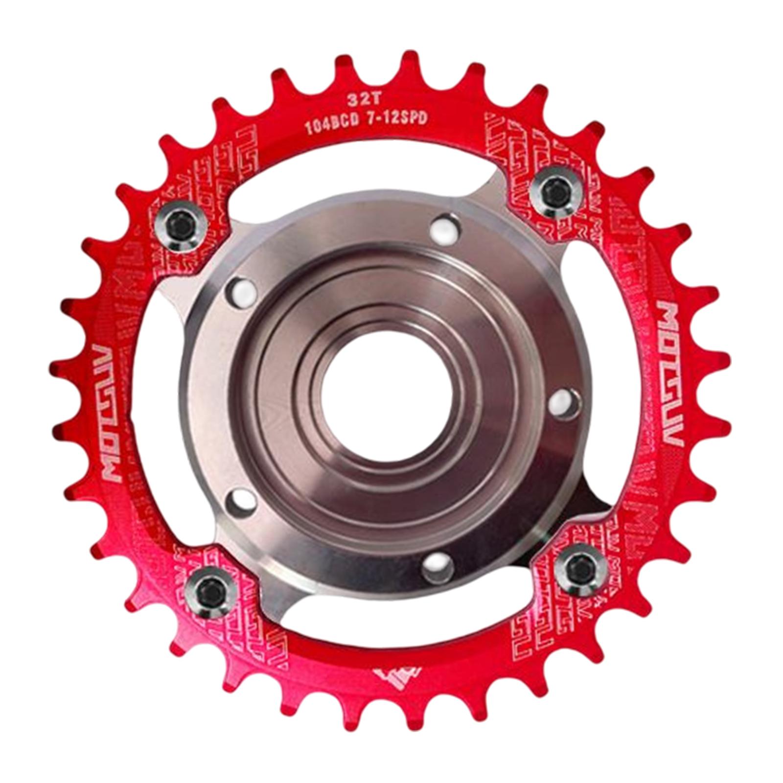 Ioensy - Anillo De Cadena Bcd104Mm Motor De Accionamiento Medio Para Bicicleta Eléctrica Bicicleta De Montaña 32T Rojo