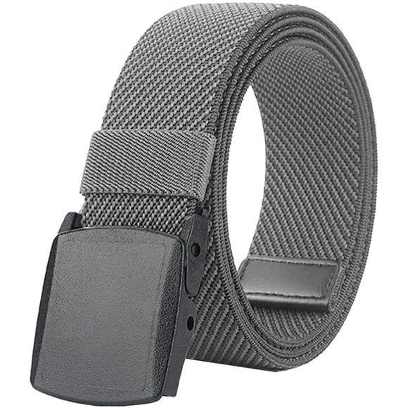 Cinturones elásticos para hombres y mujeres sin hebilla de plástico de metal para trabajo y viajes, 130cm, Gris