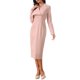 thumbnail image 2 of INSPIRE CHIC Vestido Elegante de Mujer con Cuello en V, Manga Larga, Tendencia 2025, Vestidos de Trabajo a la Rodilla, S Rosa, 2 of 5
