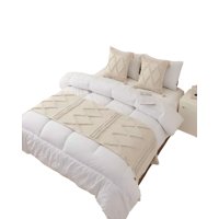 Genérico - Piecera Bordada Con Dos Fundas Modelo Boho Beige 01