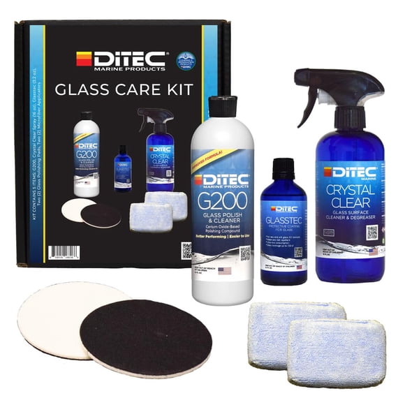 Kit de Cuidado para Vidrios DITEC Marine G200 con Spray Crystal Clear