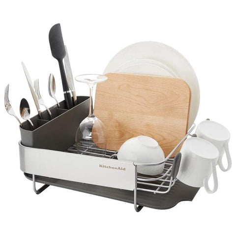 Estante Para Platos Kitchenaid, Compacto, Que Ahorra Espacio, Resistente A La Corrosión, Gris