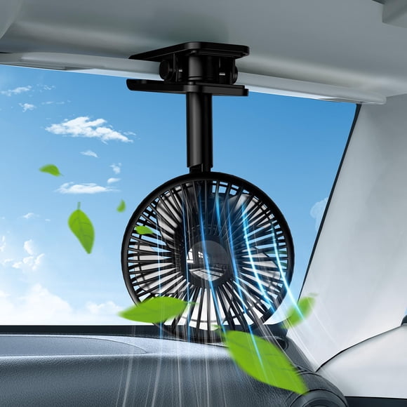 Ventilador de coche DICMKY USB oscilante recargable con luz colorida