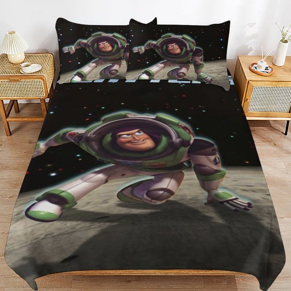 Lightyear Cartoon Bedding Sets Ultra Soft Skin-Friendly Duvet Cover 3 Piece, Cute Comforter Cover Bed Set for Boys Girls Kids
