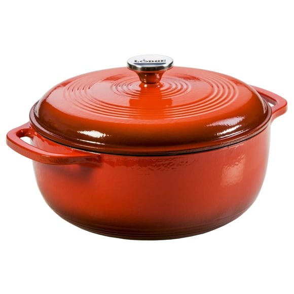 Hierro fundido esmaltado Dutch Oven Lodge, 6 litros, con tapa, color amapola