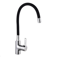 Genericio - Llave Lavaplatos Monomando Cuello Flexible Negro