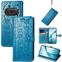 Funda Cartera Foxdock Para Nothing Phone 3A , Flip Pu Con Relieve De Gatos Y Perros, Tarjetero Y Soporte