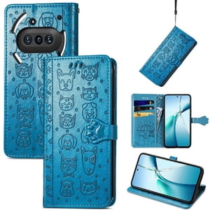 Funda Cartera Foxdock Para Nothing Phone 3A , Flip Pu Con Relieve De Gatos Y Perros, Tarjetero Y Soporte