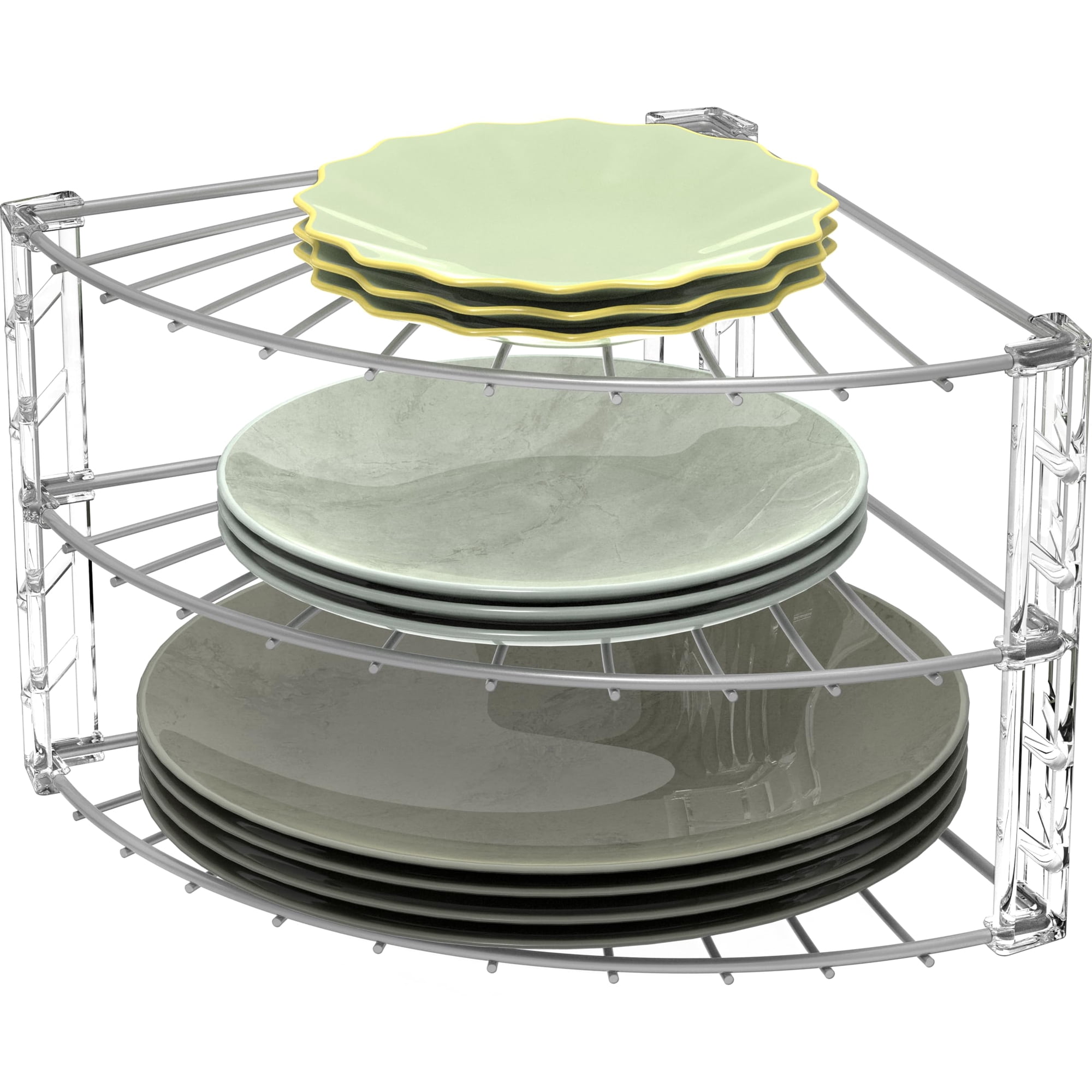 Simple Houseware - Organizador De Esquina Para Artículos De Hogar Sencillos, 3 Niveles, Plateado