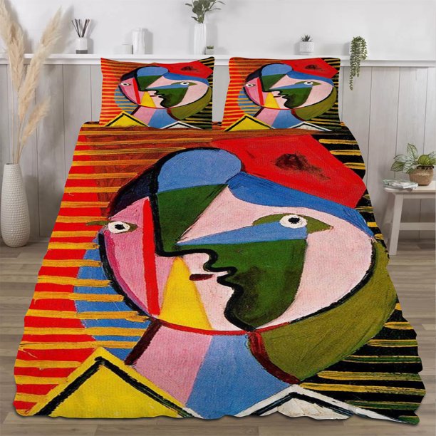 Pablo Picasso Quilts for Queen Bed Bedspreads,Soft Bed Quilt Lightweight Bedspread,Quilted Coverlet 3 Piece Bed Sheets