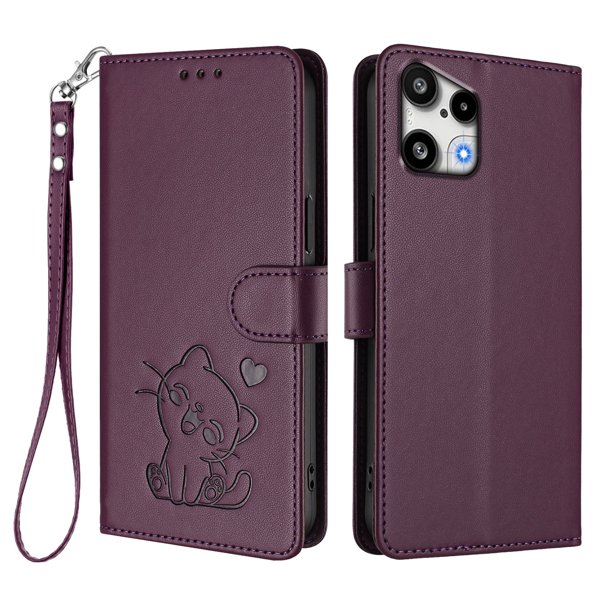 Funda Volteable con Diseño de Gato para Nothing Phone 3A Lite, Morado Oscuro