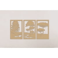 Genérico - Set De 3 Cuadros Paisaje Árboles Araucarias Natural