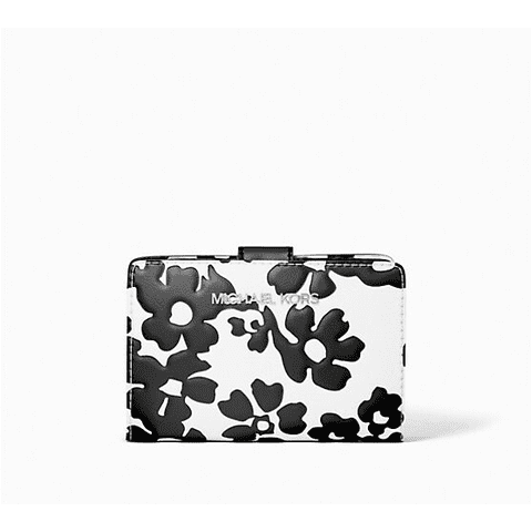Billetera Michael Kors Jet Set Travel Medium Bifold Zip Floral Print Black