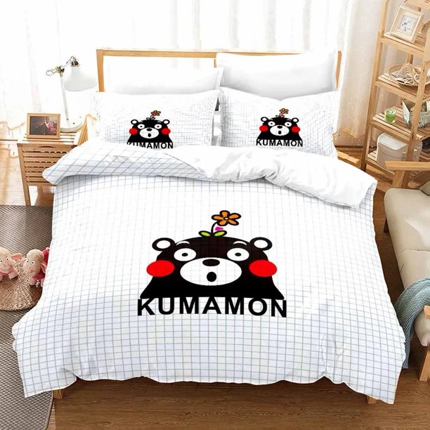 3D Print Kawaii Cartoon Comics Kumamon Bedding Set Double Twin King Duvet Cover Comforter Pillowcase Boys Girls Adults Bedroom