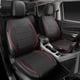 thumbnail image 3 of Funda de asiento de coche CAR PASS Universal FIT de piel ribeteada, color negro y rojo, 3 of 9