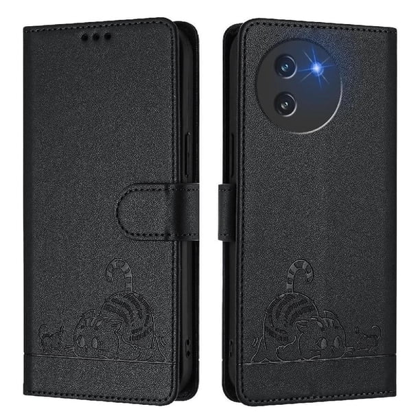 Funda tipo cartera FOXDOCK para Doogee Note 59 con soporte, ranuras, RFID, diseño de gato