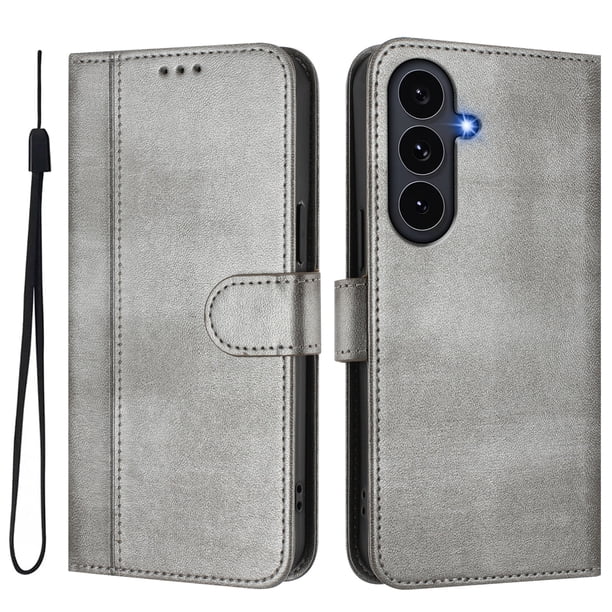 Funda Cartera para samsung galaxy S26 FE Protección 360° con Ranuras para Tarjetas y Soporte Gris