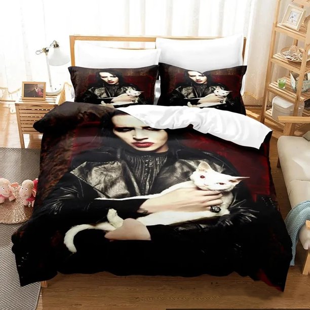 Marilyn Manson Bedding Set Boys Girls Duvet Cover Pillowcase Bed boys Adult Home Textileextile
