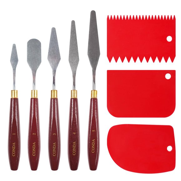 Cuchillos de paleta Conda 5 piezas, acero inoxidable con mango de madera