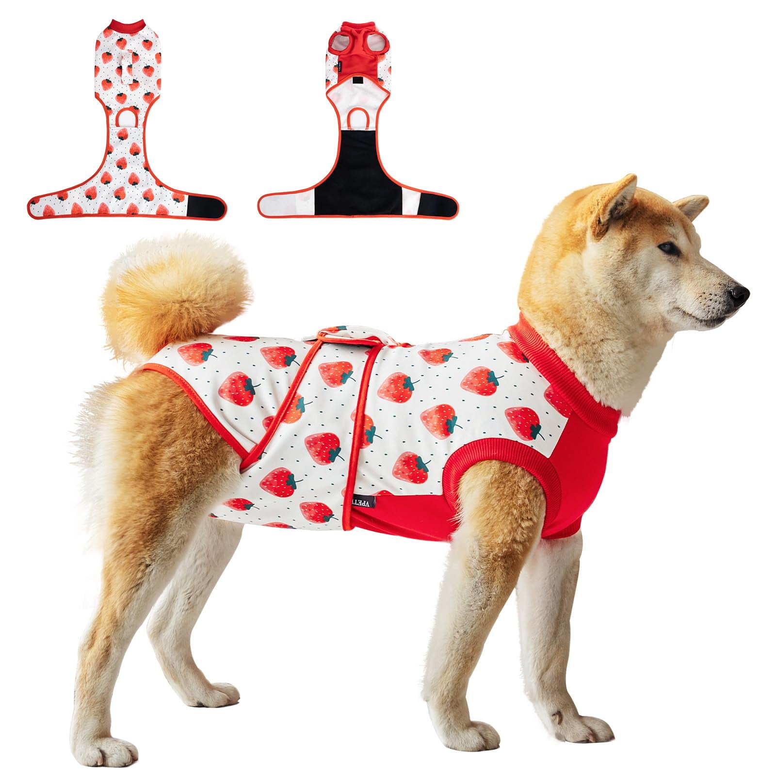 Traje De Recuperación Postoperatoria Para Perros Estampado De Fresa