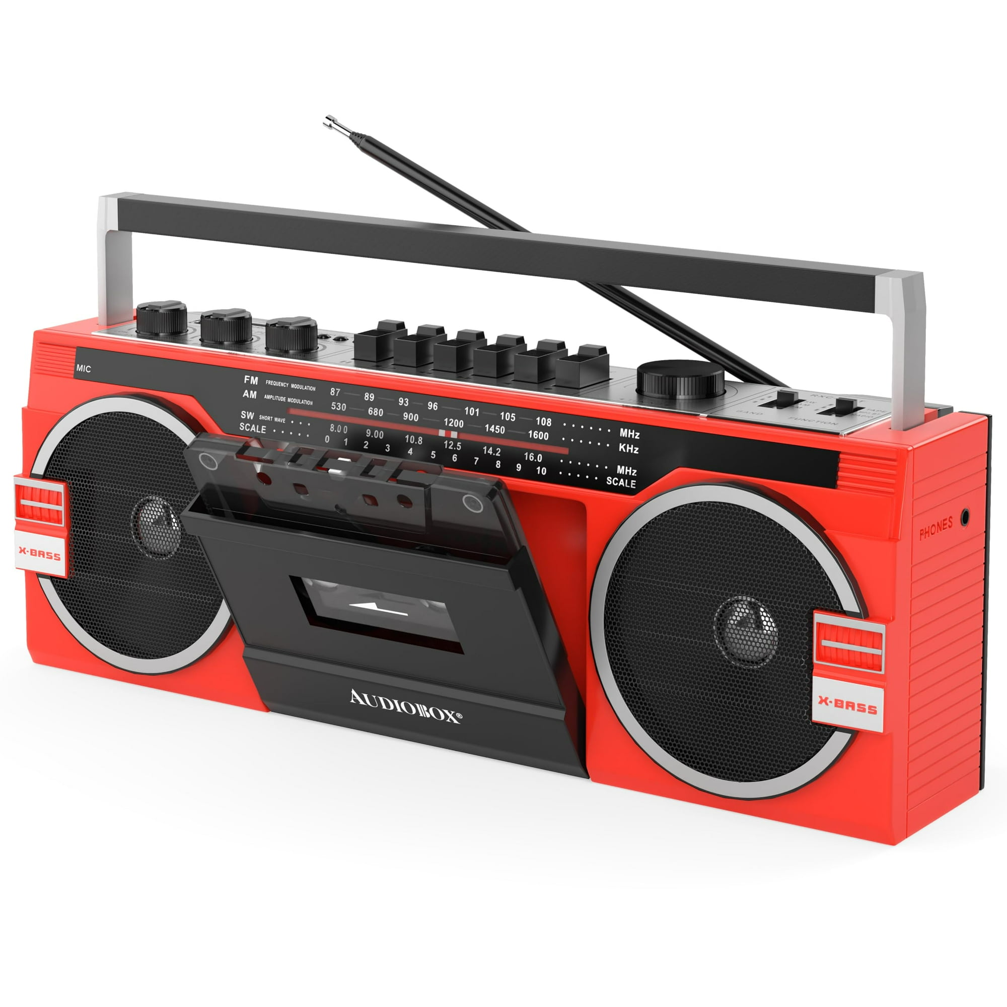 Sistema De Altavoces Boombox Audiobox Rxc-25bt Retrobox De 2 Vías, Color Rojo