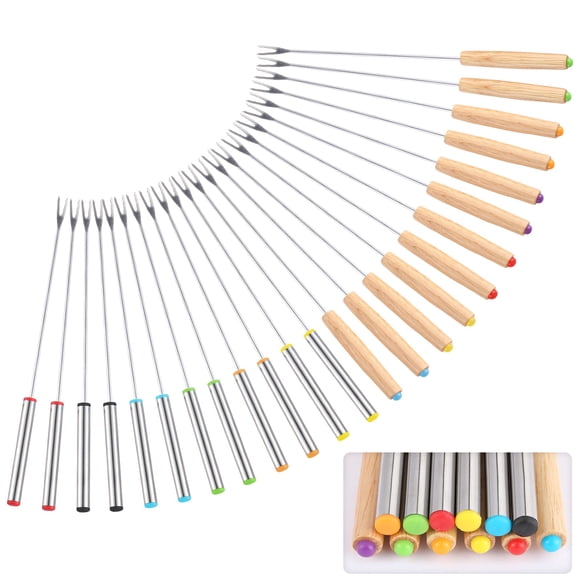 Tenedores Para Fondue 24 Unidades 24 5 Cm Acero Inoxidable Y Madera