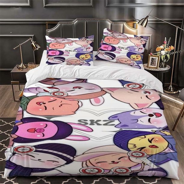 SKZ Cartoon Image Themed Bedding Three-Piece Set Duvet Cover and Pillowcase Set