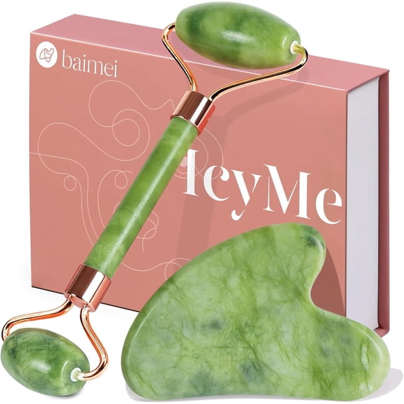 Rodillo Facial Jade BAIMEI IcyMe Gua Sha Masajeador