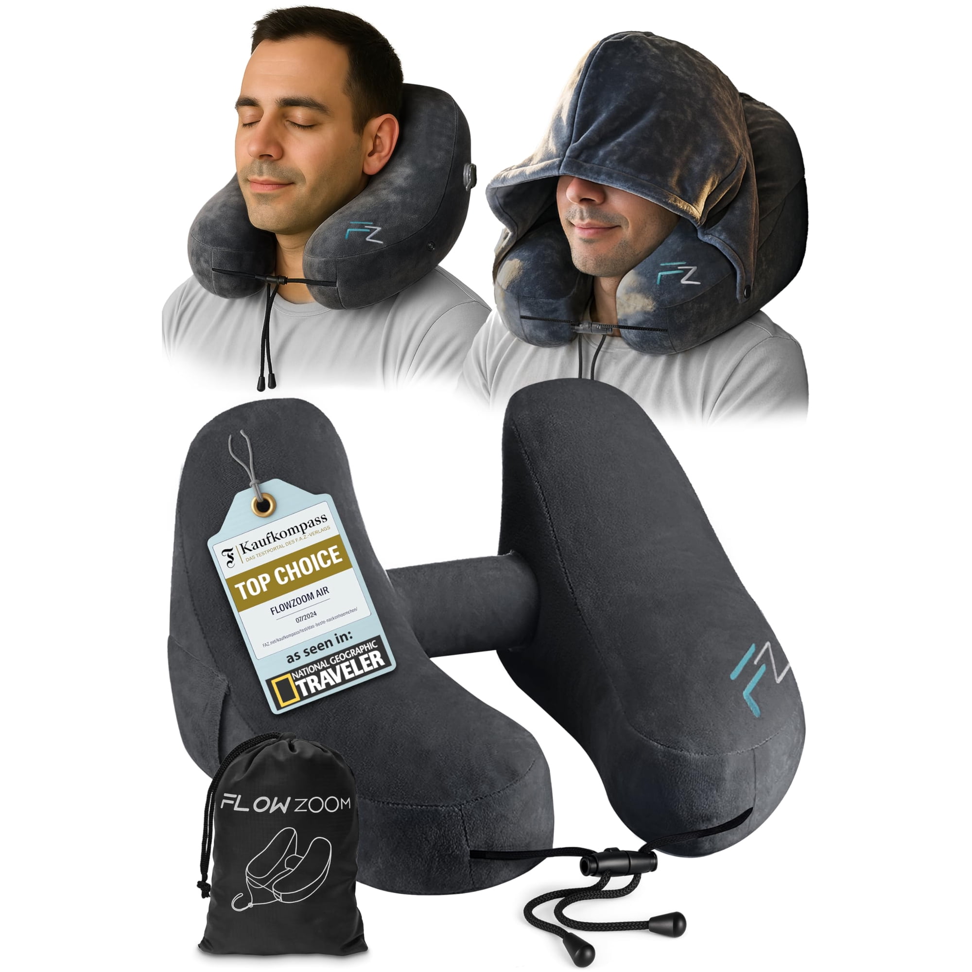 Almohada Inflable Para El Cuello Flowzoom Air Para Viajar En Avión