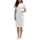 thumbnail image 1 of Vestido Lápiz de Tweed con Cinturón y Manga Corta para Mujer INSPIRE CHIC 2026 S Beige Blanco, 1 of 5