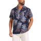 thumbnail image 4 of INSPIRE CHIC Camisas Hawaianas de Hombre de Manga Corta con Botones y Cuello de Campamento con Estampado de Hojas XL Azul Oscuro, 4 of 5