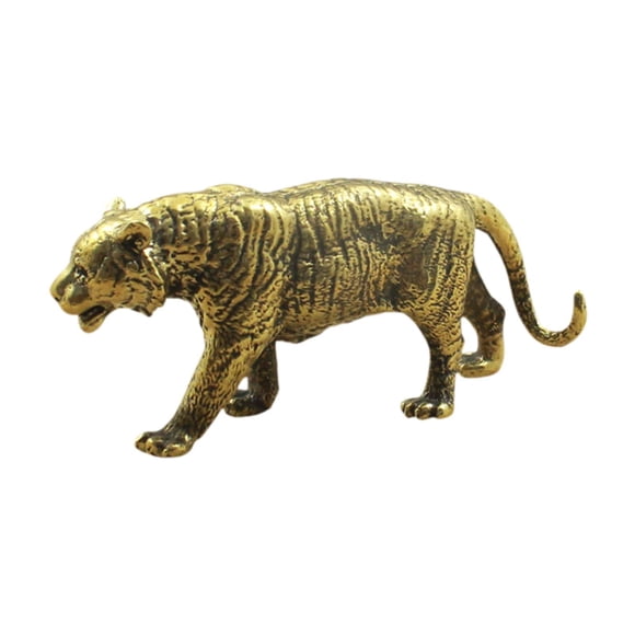 Estatua De Tigre De Latón Decorativa, Mini Escultura De Tigre Para Estantería, Escritorio De Coche