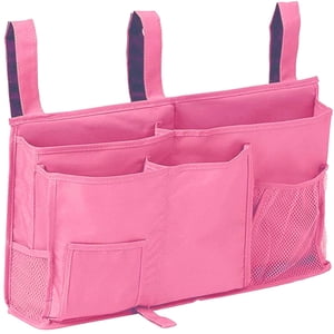 Magideal - Bolsa De Almacenamiento Para Rieles De Cama, Organizador Colgante, Revistero, Teléfono Portátil Con 3 Correas De Gancho, Bolsa De Carrito Para Mesita Rosa