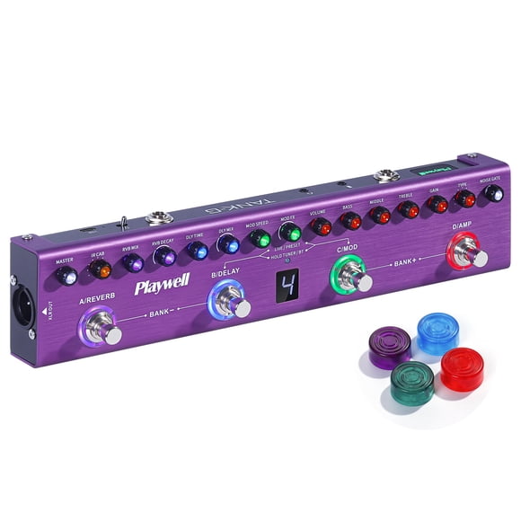 Pedal de efectos para guitarra eléctrica Playwell TANK-G con 36 ajustes preestablecidos