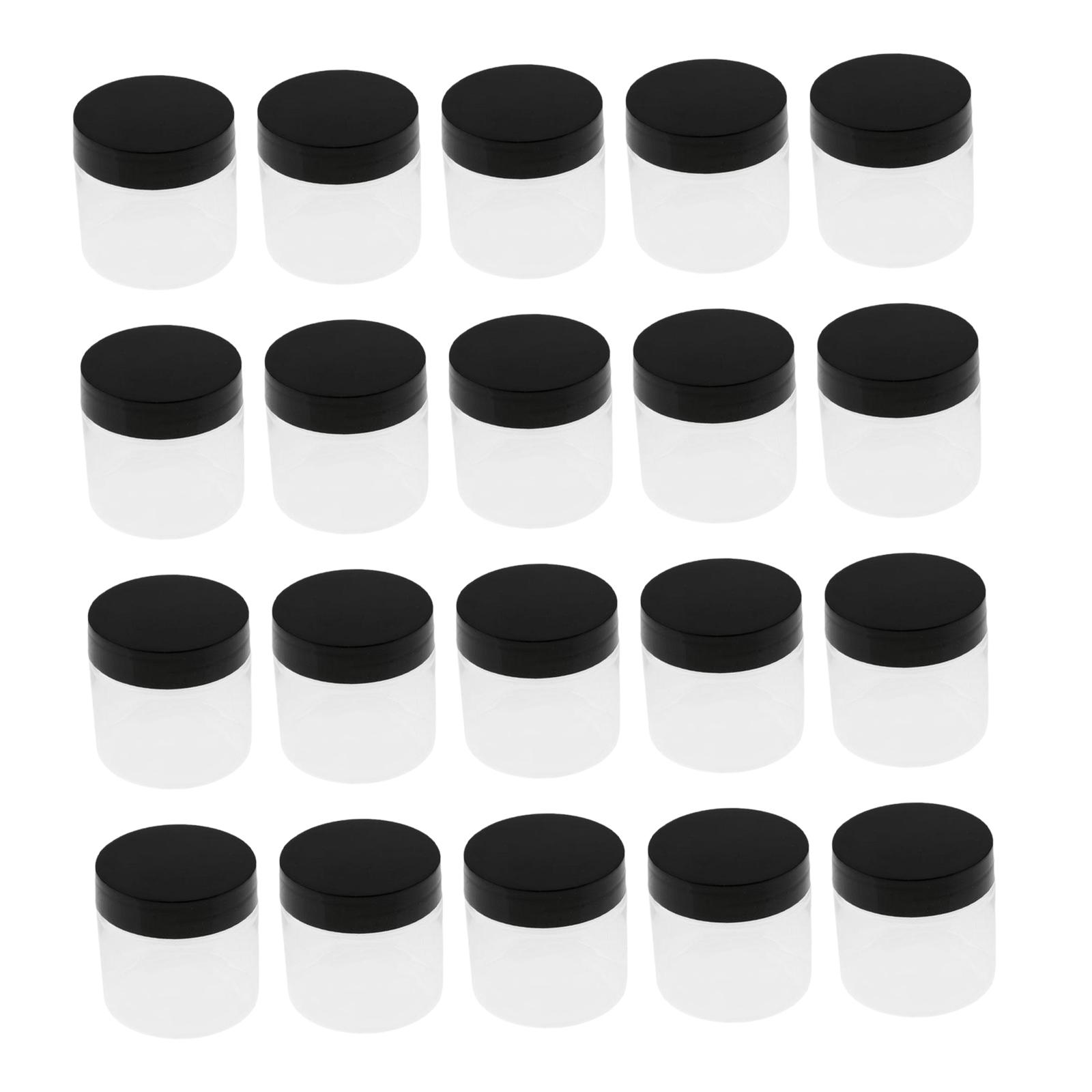 Magideal - Tarro Para Mascotas Con Tapa, Contenedor De Cosméticos Slime A Prueba De Fugas, Fácil De Limpiar, Redondo Transparente Para Especias, Loción Corporal, 20 Piezas 50Ml