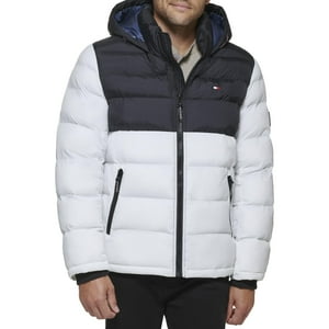 Chaqueta Acolchada Tommy Hilfiger De Nailon Para Hombre, Color Blanco Y Negro, Xxl
