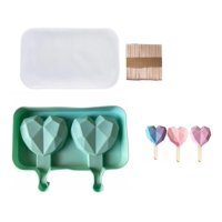 Genérico - Moldes De Silicona Para Helados Corazón Geometrico 2 Paletas