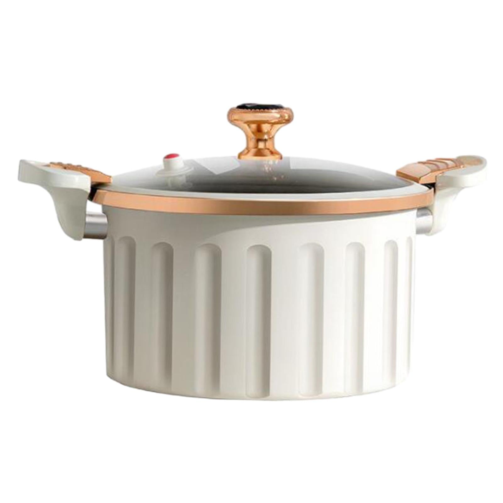 Magideal - Olla Para Sopa Cacerola De Vidrio 8l Utensilios De Cocina De Vidrio Resistentes Al Calor Hechos A Mano Con Tapa Y Asa Olla Para Estofado Olla De Cocci Blanco