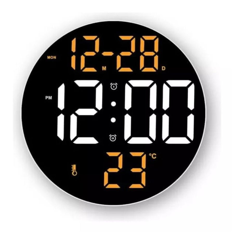 Click Ventas - Reloj De Pared Digital Redondo Led Grande Control Remoto 9p