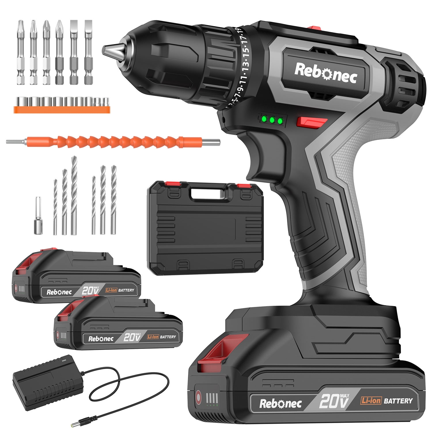 Element Design - Taladro Percutor Destornillador Inalámbrico 30nm 20v2 Baterías