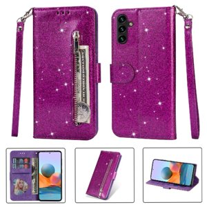 Funda Para Foxdock Elegante Funda Samsung Galaxy A04S Glitter Con Cremallera-Ideal Para El Uso Diario